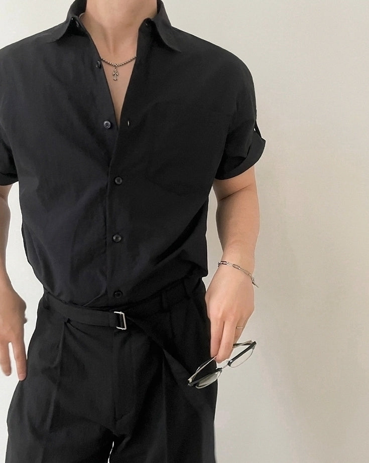 Classic Black Short Sleeve Casual Shirt