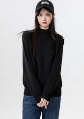 Classic Black Turtleneck Thick Knit Sweater