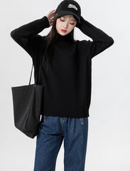 Classic Black Turtleneck Thick Knit Sweater