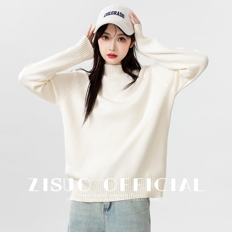 Classic Black Turtleneck Thick Knit Sweater