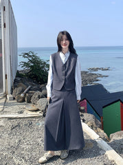 Classic Blazer Vest Shirt Skirt Three Piece Set