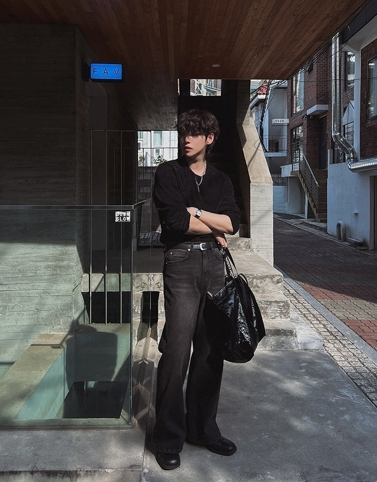 Classic Crewneck Long Sleeve Casual Commuter Shirt