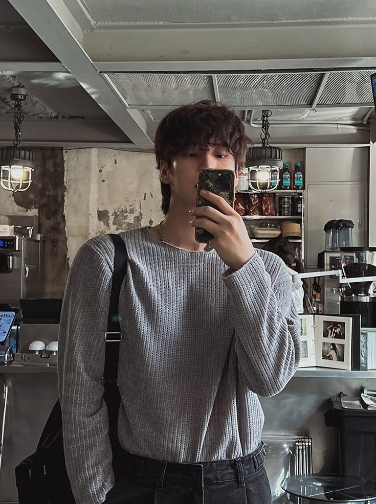 Classic Crewneck Long Sleeve Casual Commuter Shirt