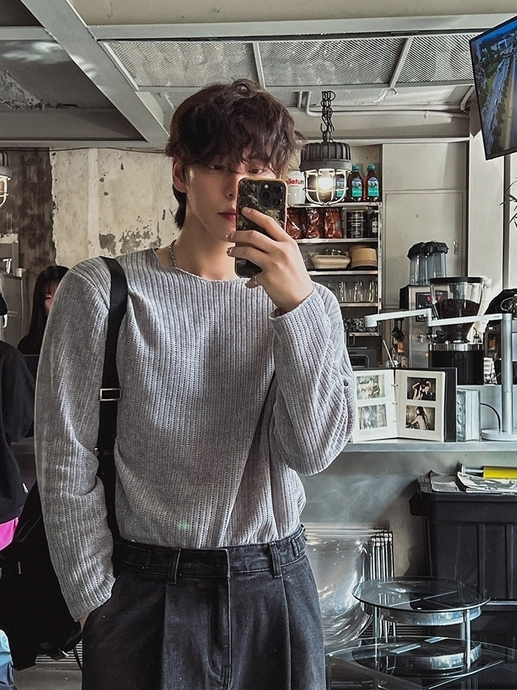 Classic Crewneck Long Sleeve Casual Commuter Shirt