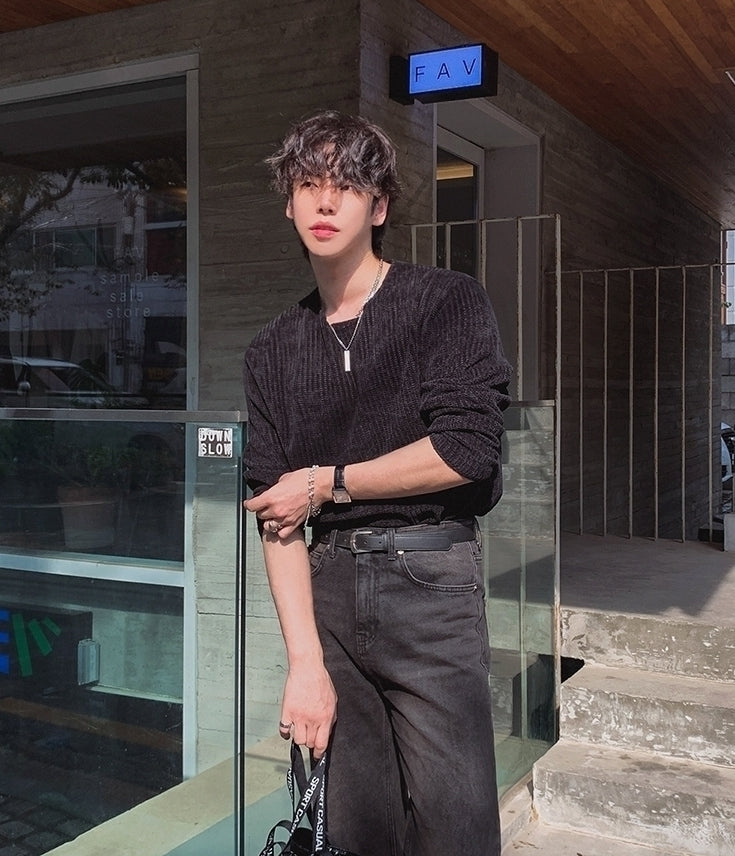 Classic Crewneck Long Sleeve Casual Commuter Shirt
