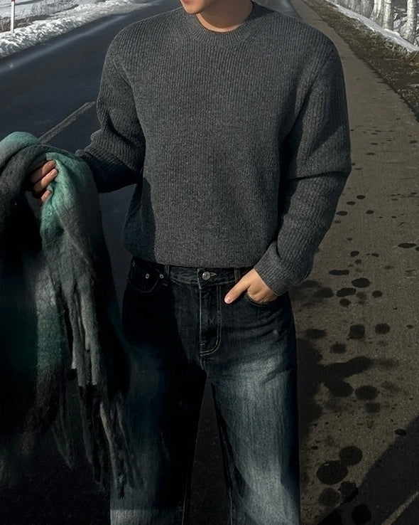 Classic Crewneck Pullover Cozy Knit Sweater