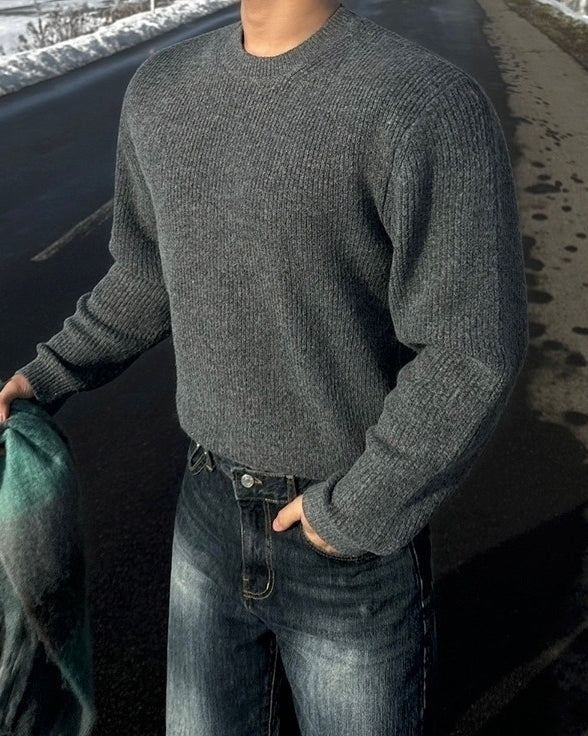Classic Crewneck Pullover Cozy Knit Sweater