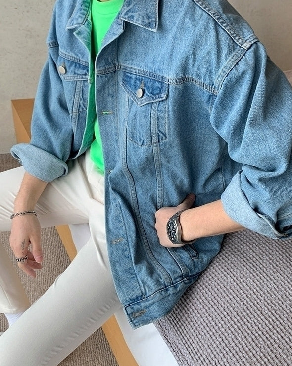 Classic Denim Jacket Casual Loose Fit Stylish Outerwear