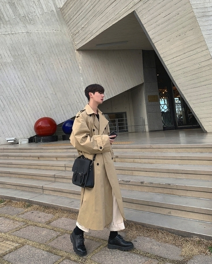 Classic Double Breasted Long Trench Coat