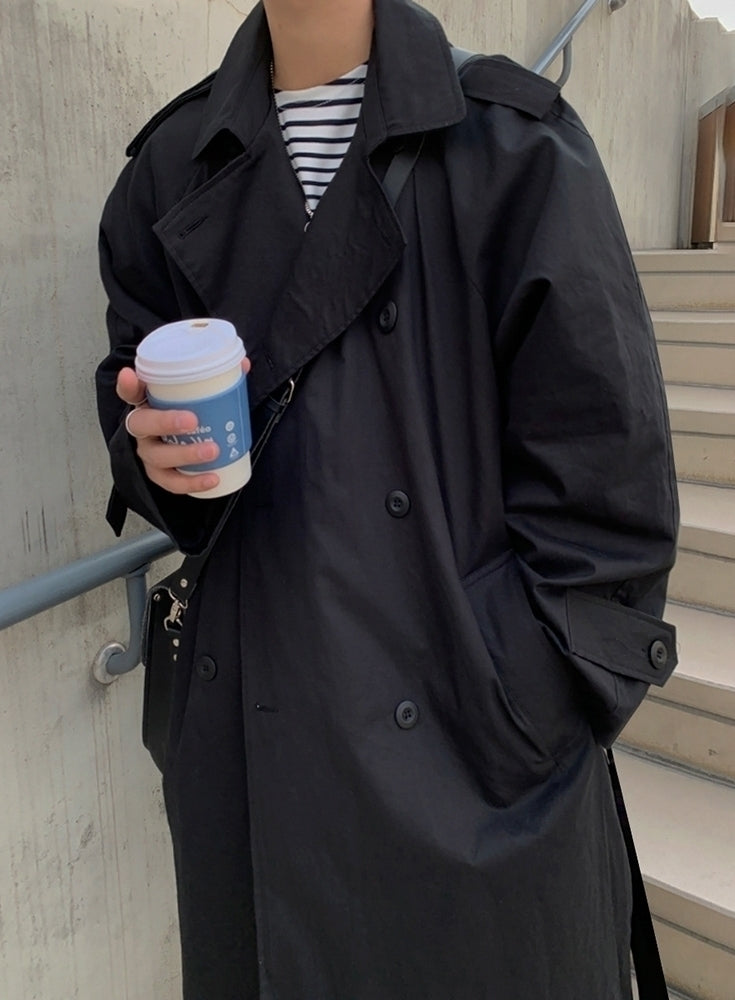 Classic Double Breasted Long Trench Coat