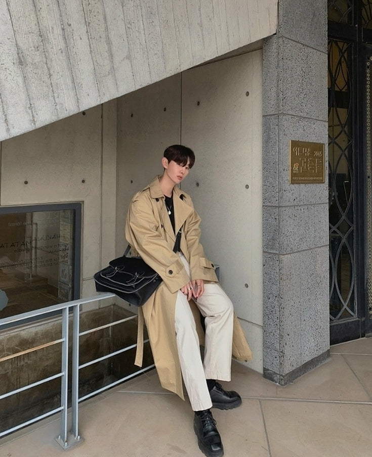 Classic Double Breasted Long Trench Coat