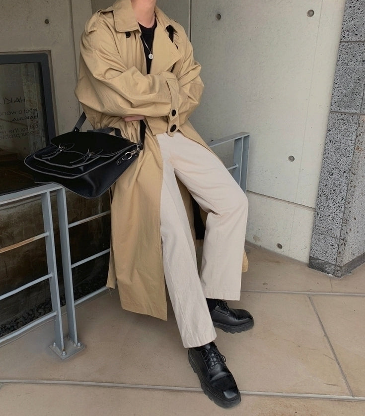 Classic Double Breasted Long Trench Coat