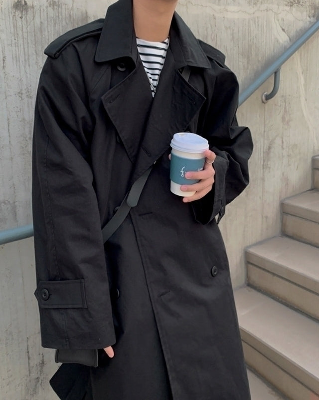 Classic Double Breasted Long Trench Coat