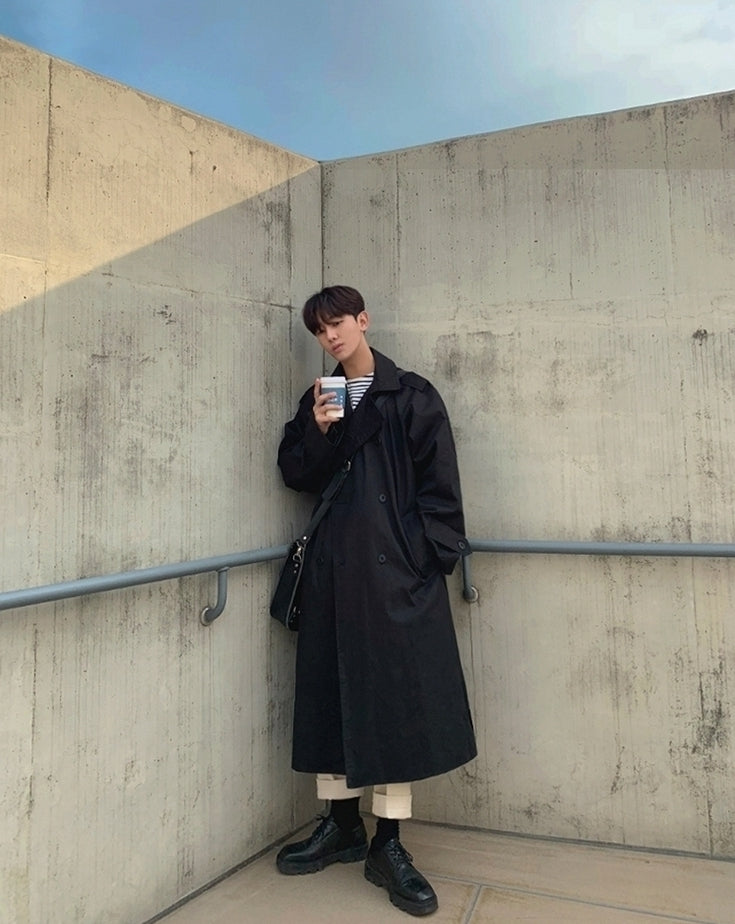 Classic Double Breasted Long Trench Coat