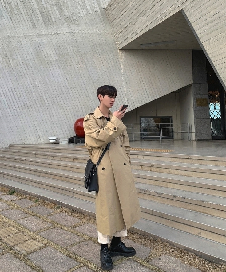 Classic Double Breasted Long Trench Coat