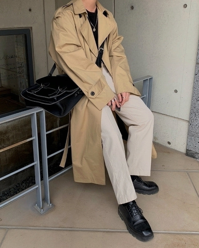 Classic Double Breasted Long Trench Coat