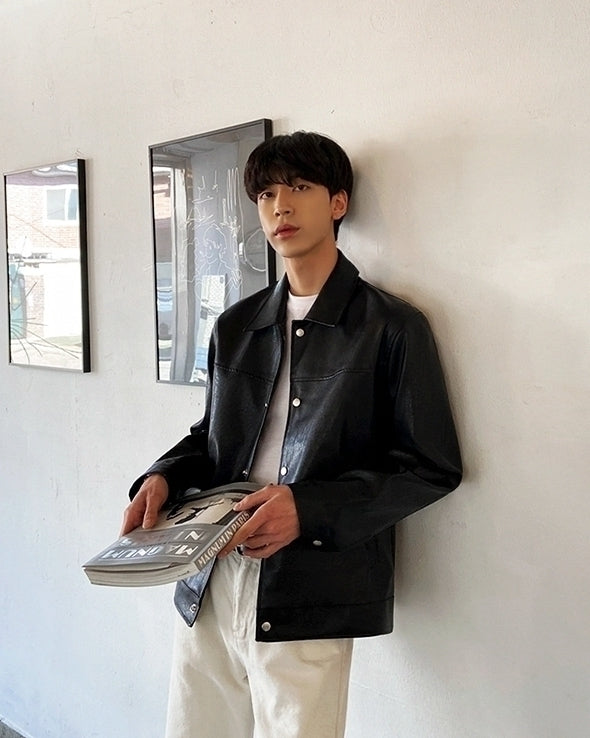 Classic Faux Leather Moto Jacket Casual Style