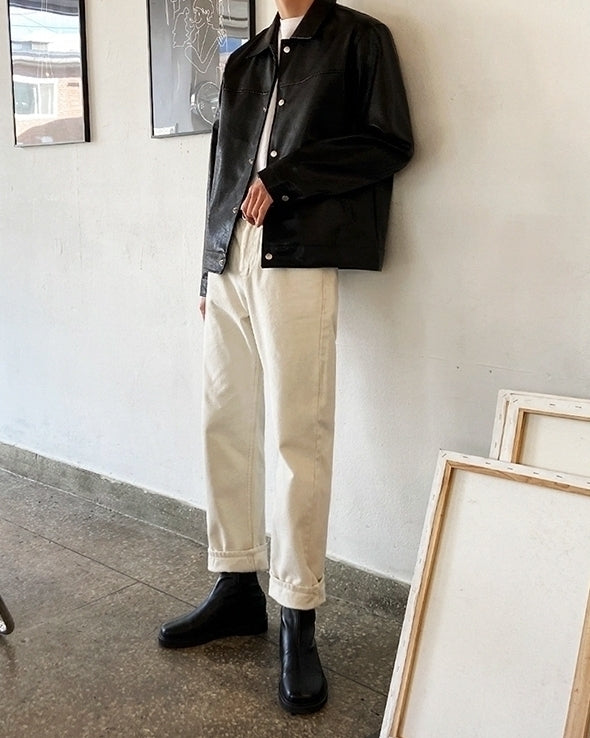 Classic Faux Leather Moto Jacket Casual Style