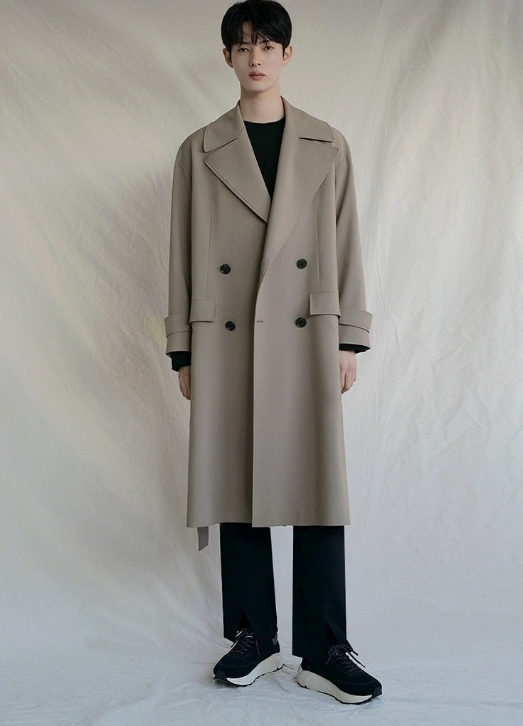 Classic Khaki Lapel Loose Fit Trench Coat