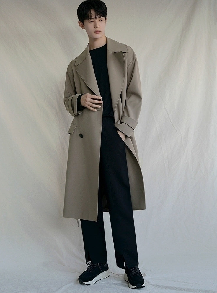 Classic Khaki Lapel Loose Fit Trench Coat