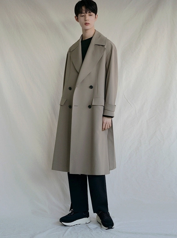 Classic Khaki Lapel Loose Fit Trench Coat