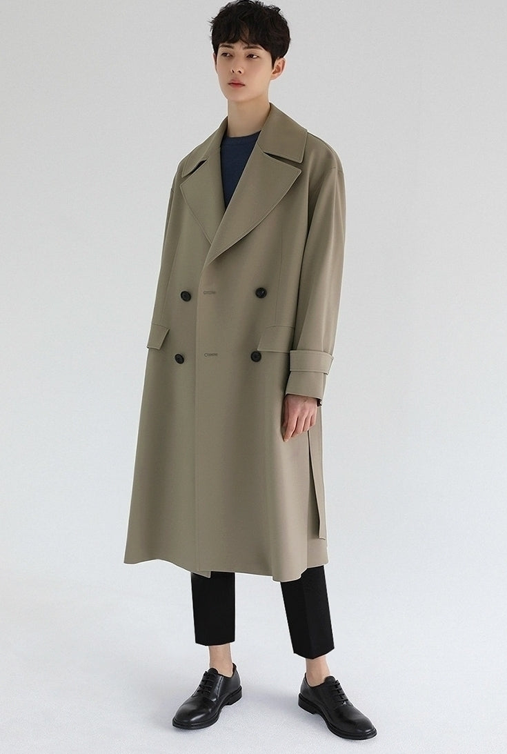Classic Khaki Lapel Loose Fit Trench Coat