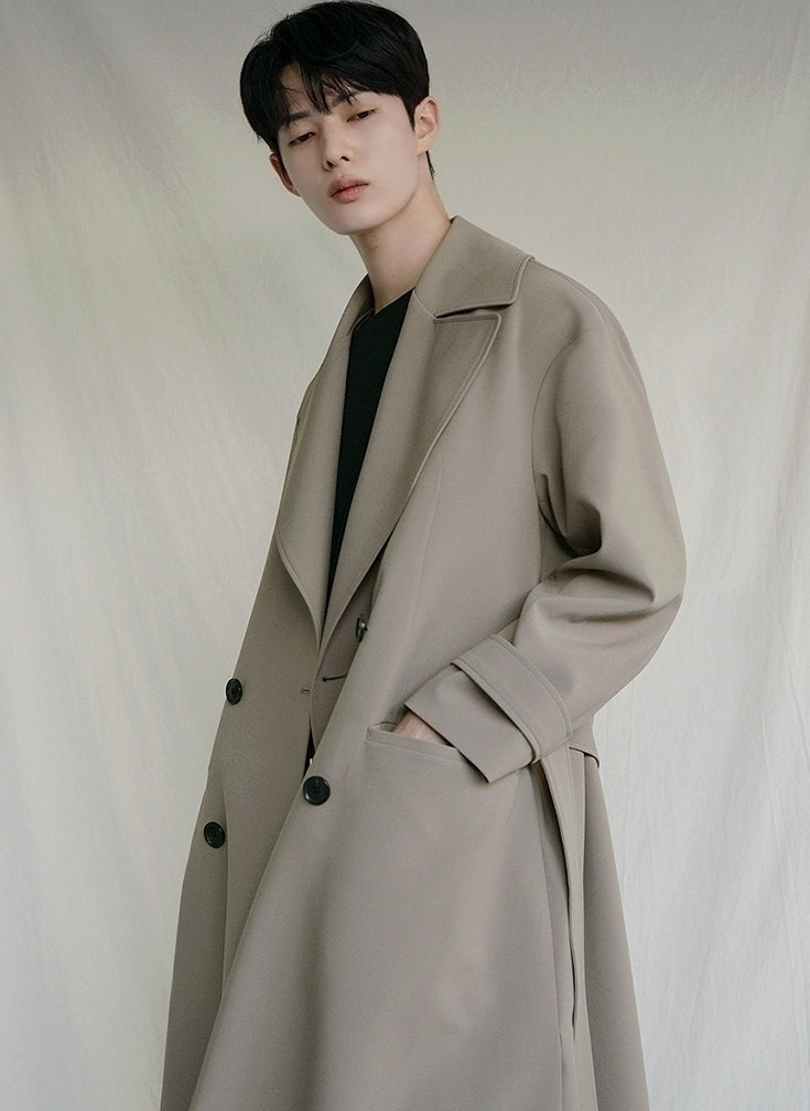 Classic Khaki Lapel Loose Fit Trench Coat