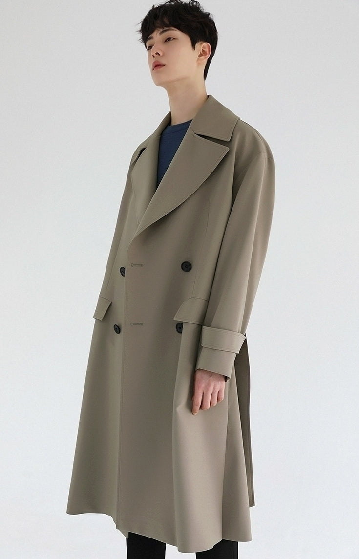 Classic Khaki Lapel Loose Fit Trench Coat
