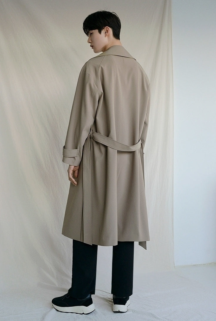 Classic Khaki Lapel Loose Fit Trench Coat