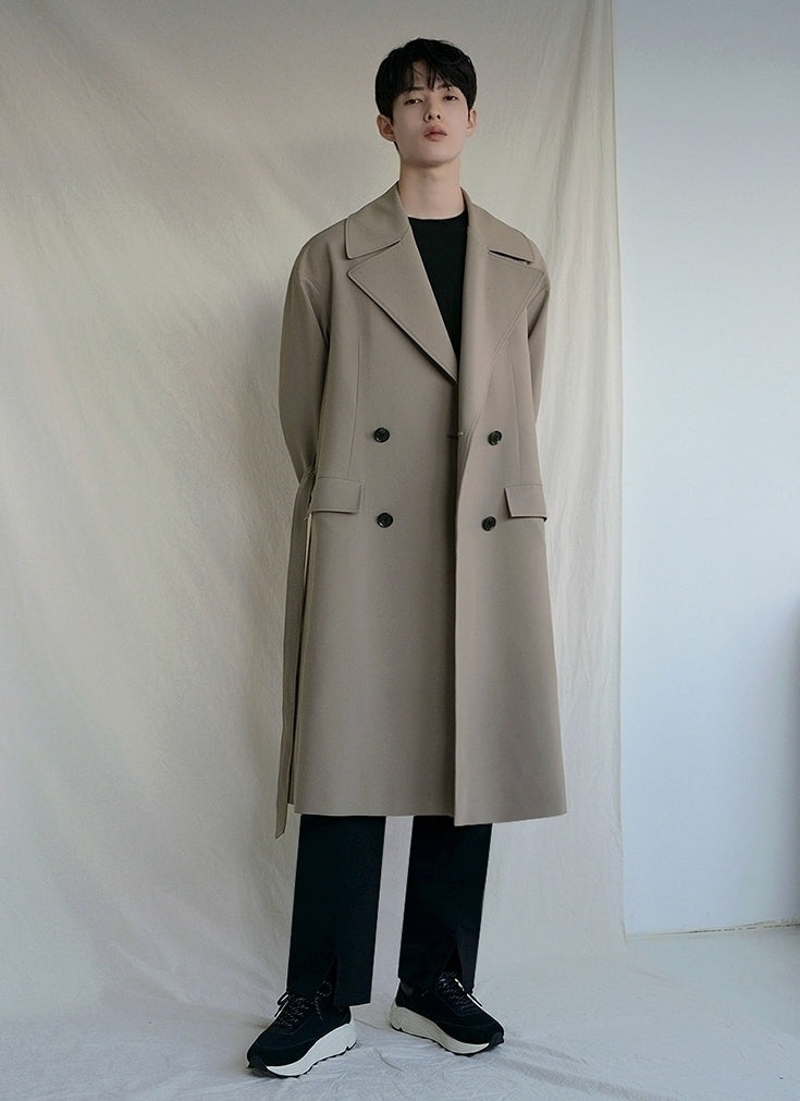 Classic Khaki Lapel Loose Fit Trench Coat