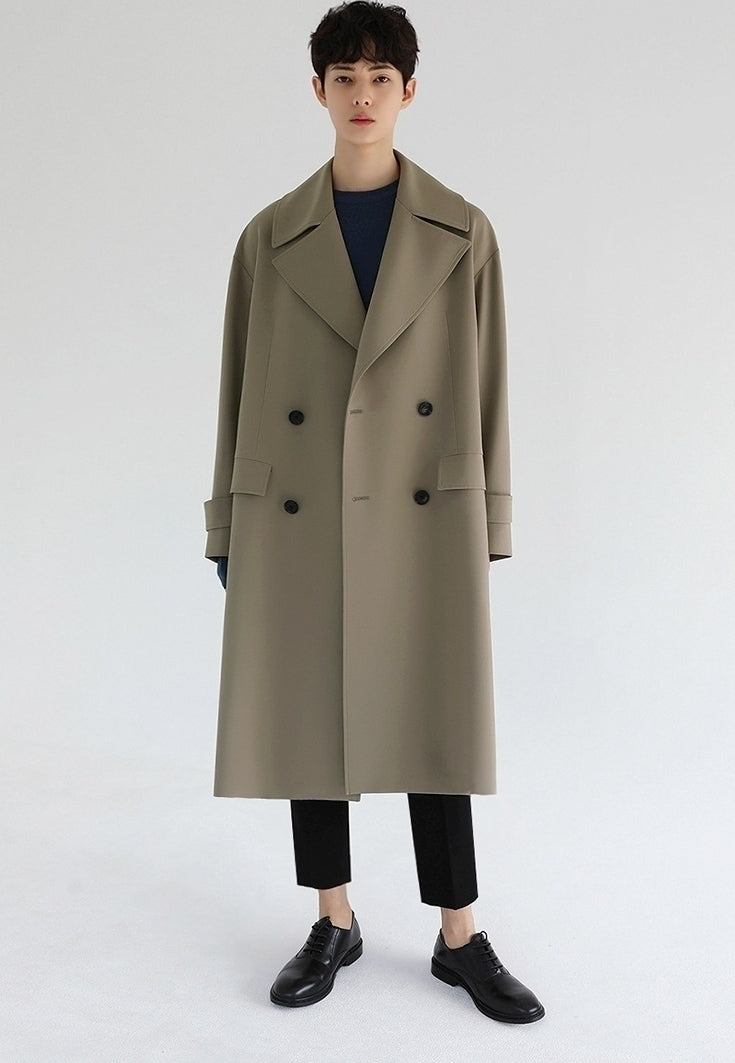 Classic Khaki Lapel Loose Fit Trench Coat