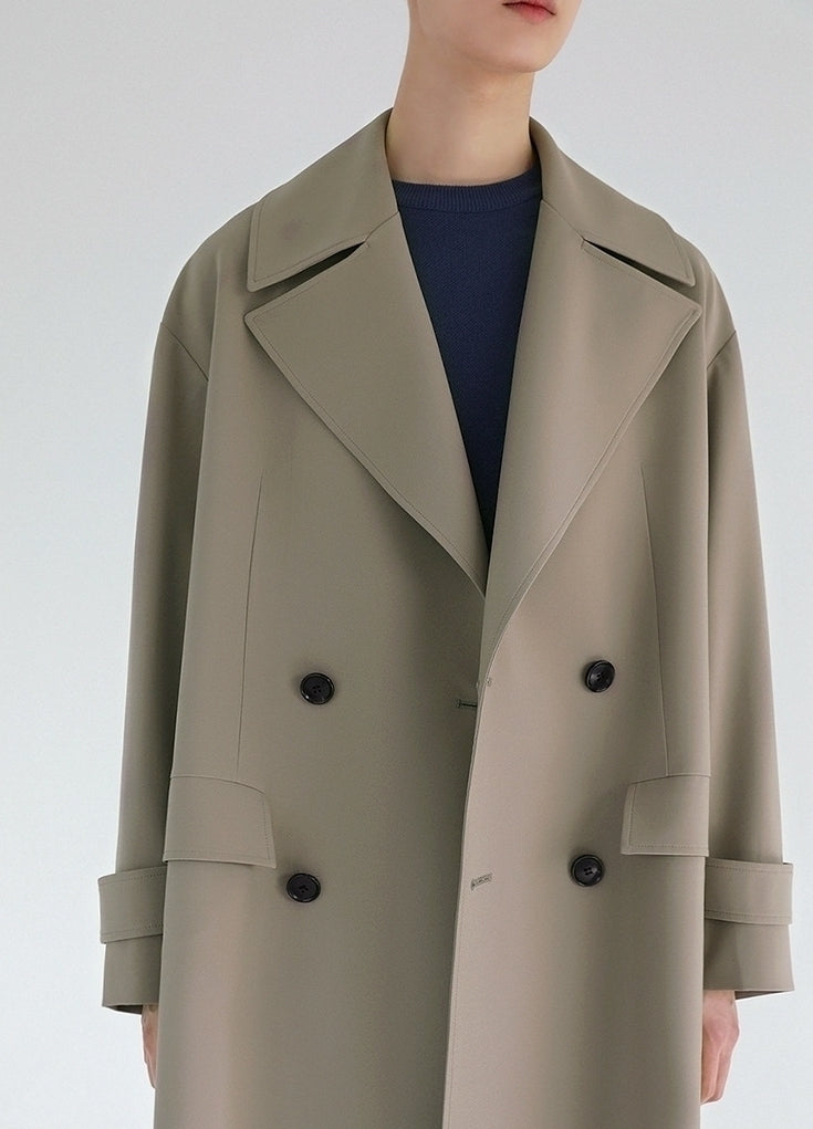 Classic Khaki Lapel Loose Fit Trench Coat