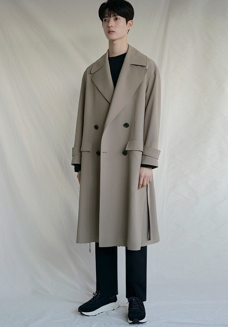Classic Khaki Lapel Loose Fit Trench Coat