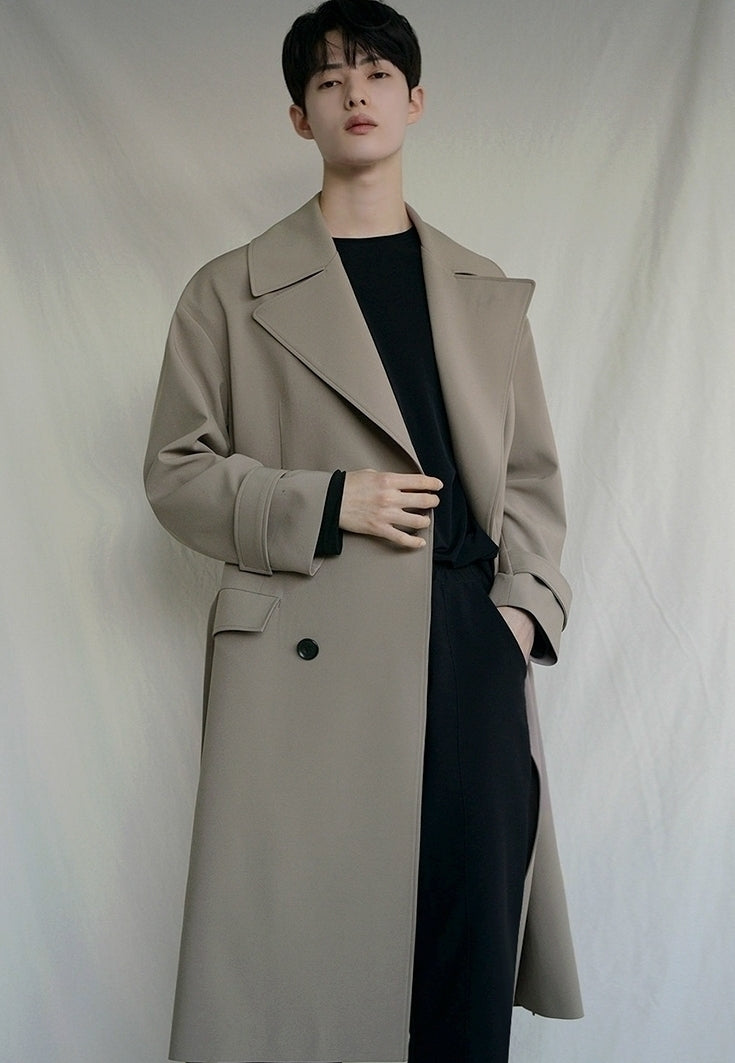 Classic Khaki Lapel Loose Fit Trench Coat