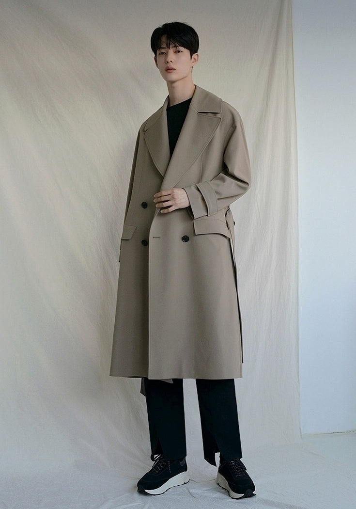 Classic Khaki Lapel Loose Fit Trench Coat