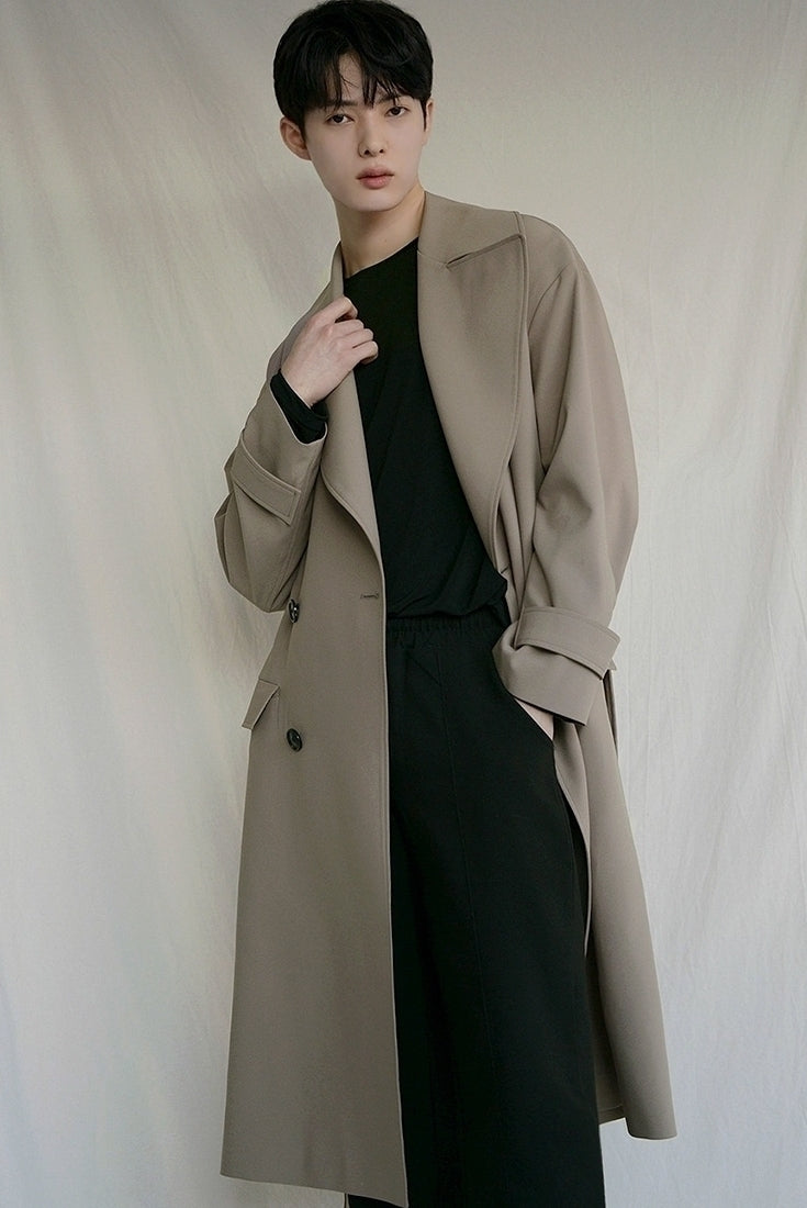 Classic Khaki Lapel Loose Fit Trench Coat