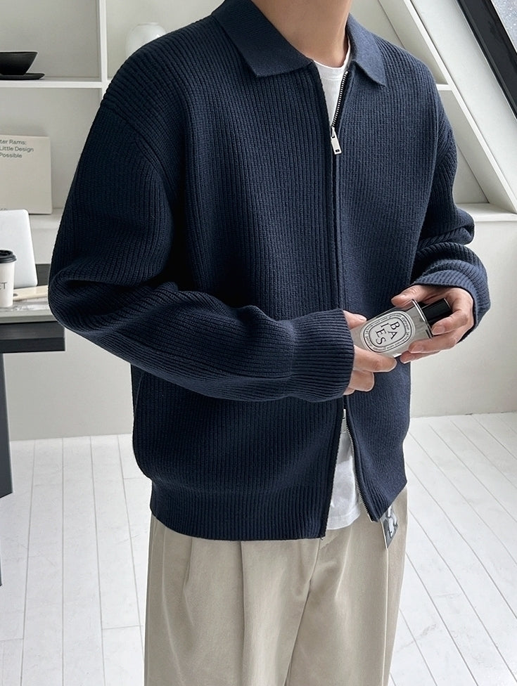 Lapel Knit Cardigan Casual Commute Minimalist Style