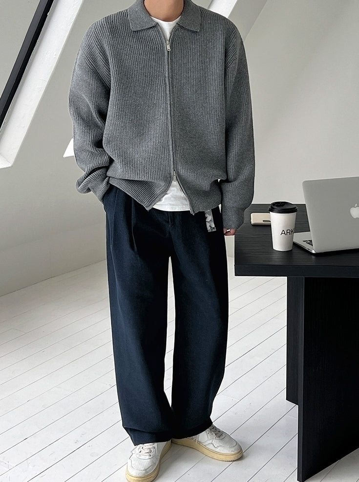 Lapel Knit Cardigan Casual Commute Minimalist Style