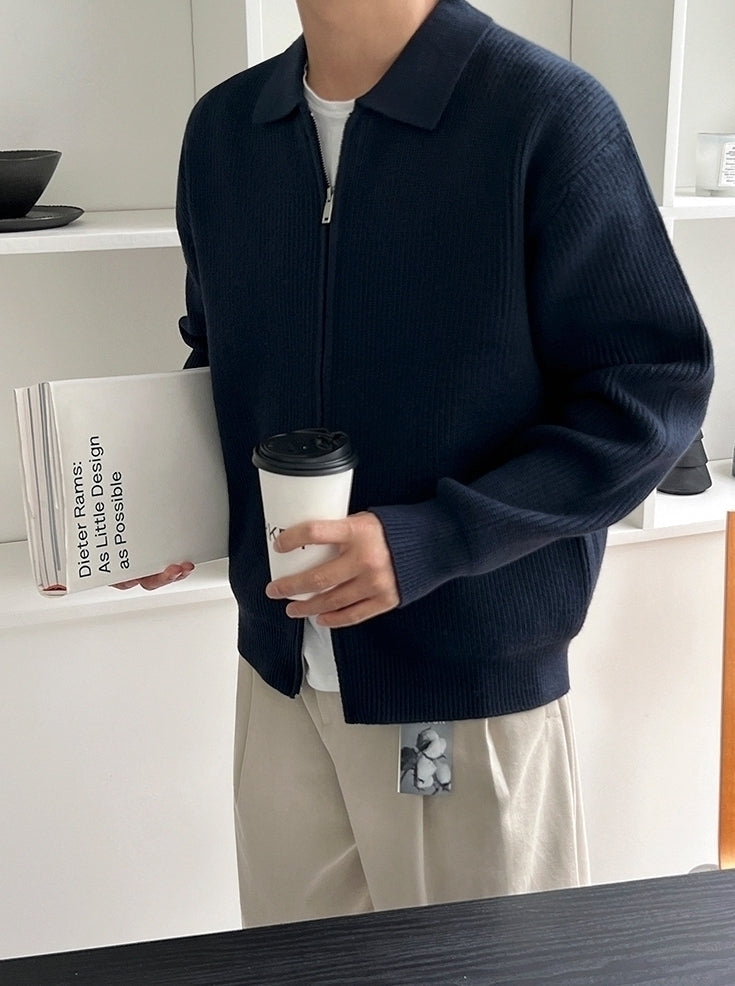 Lapel Knit Cardigan Casual Commute Minimalist Style
