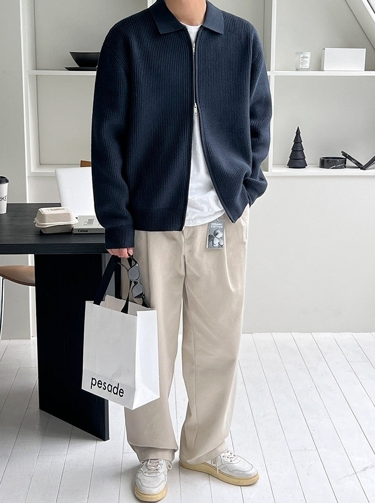 Lapel Knit Cardigan Casual Commute Minimalist Style