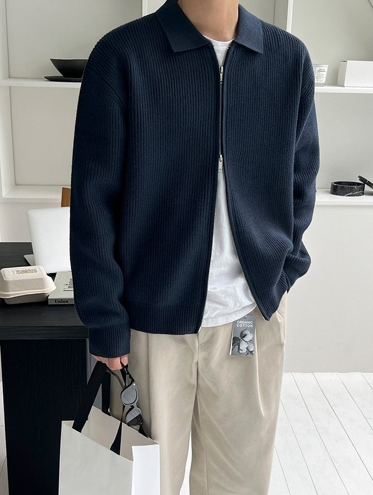 Lapel Knit Cardigan Casual Commute Minimalist Style