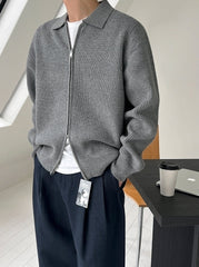 Lapel Knit Cardigan Casual Commute Minimalist Style