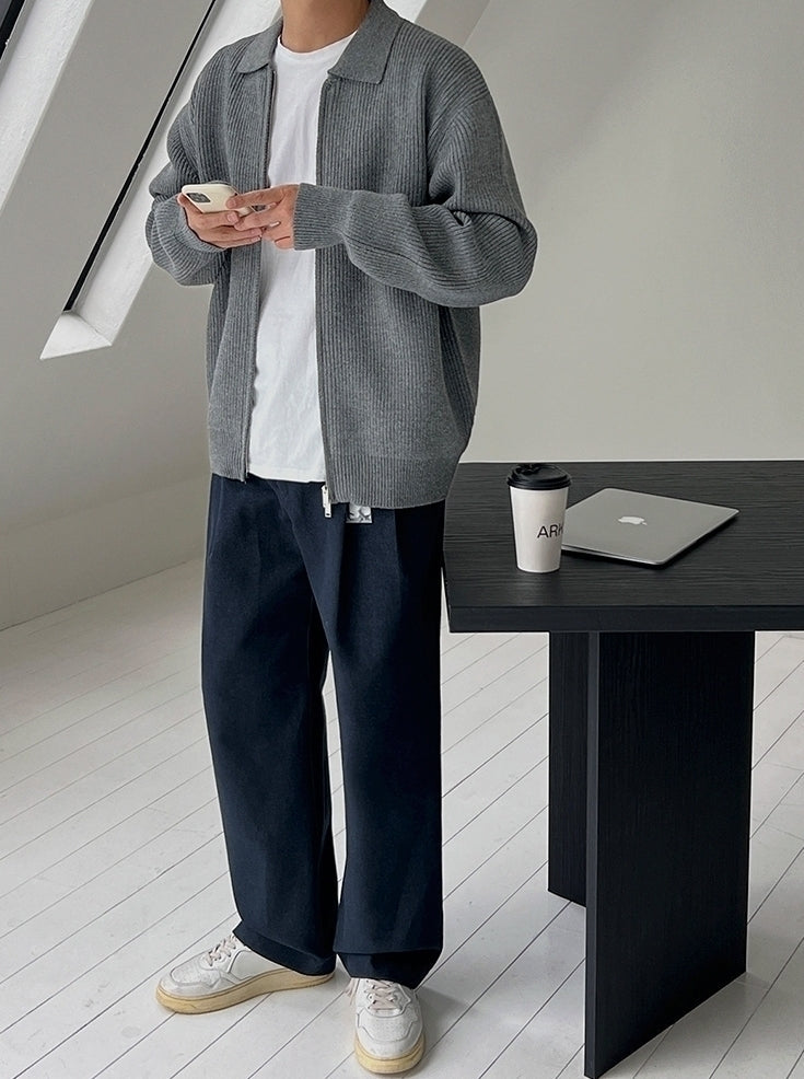 Lapel Knit Cardigan Casual Commute Minimalist Style