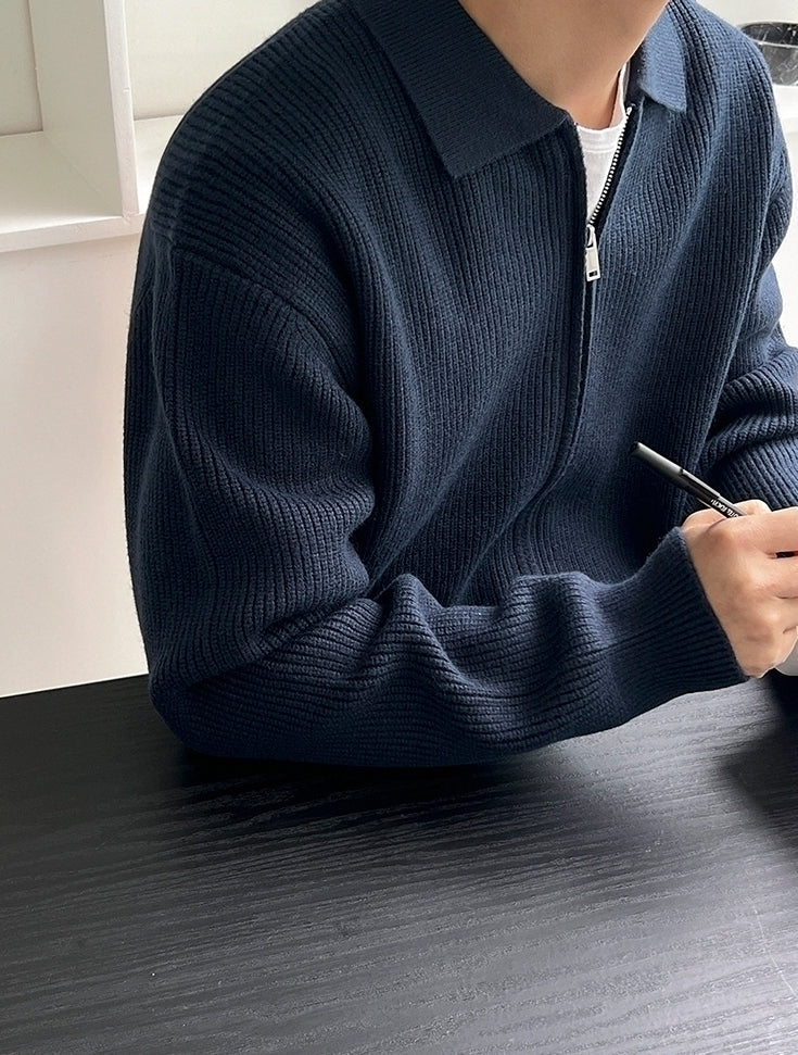 Lapel Knit Cardigan Casual Commute Minimalist Style