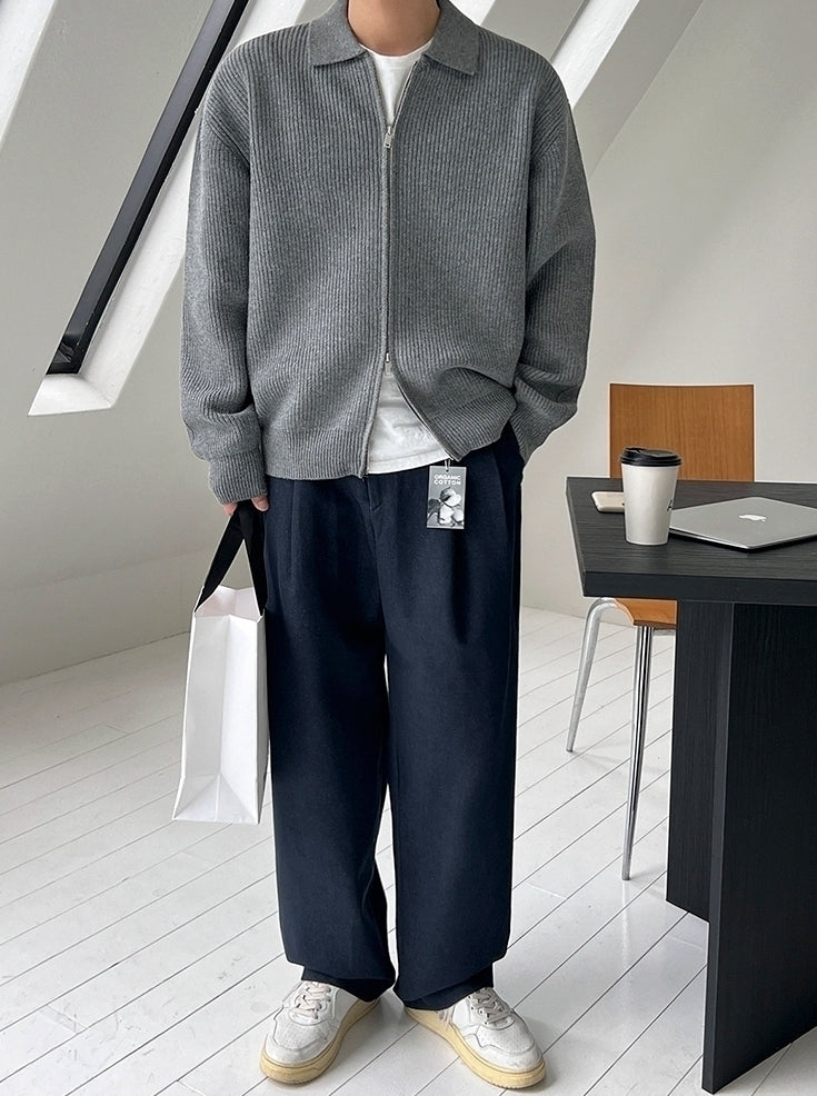 Lapel Knit Cardigan Casual Commute Minimalist Style