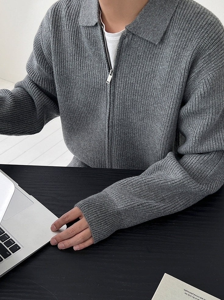Lapel Knit Cardigan Casual Commute Minimalist Style