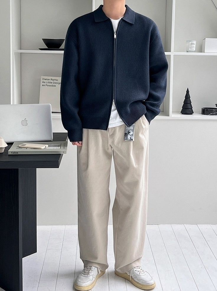Lapel Knit Cardigan Casual Commute Minimalist Style