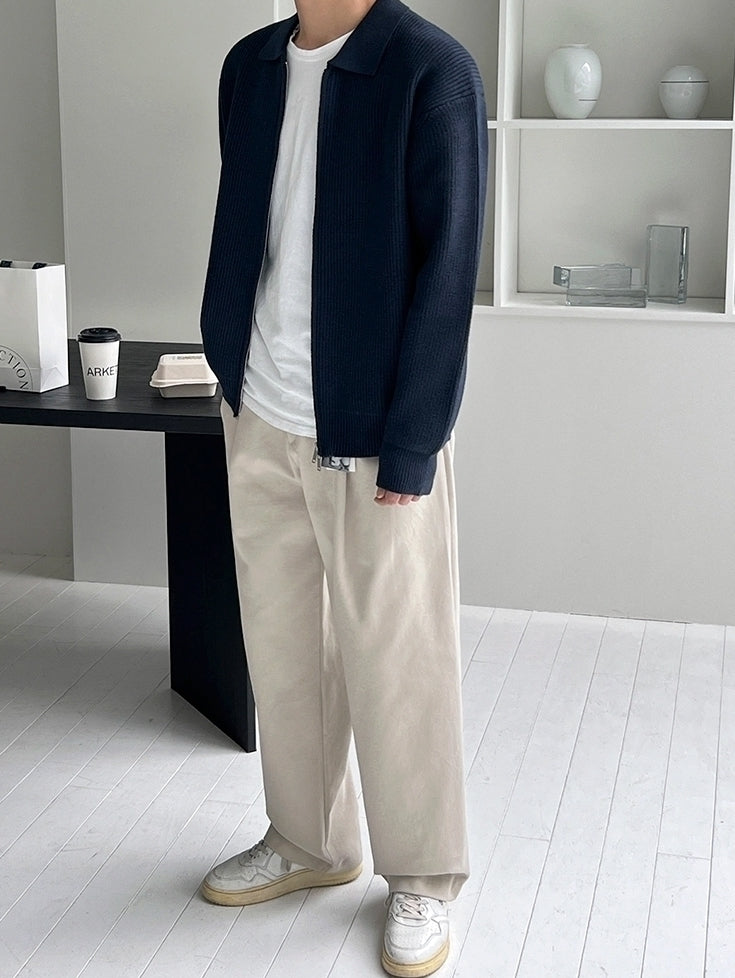 Lapel Knit Cardigan Casual Commute Minimalist Style