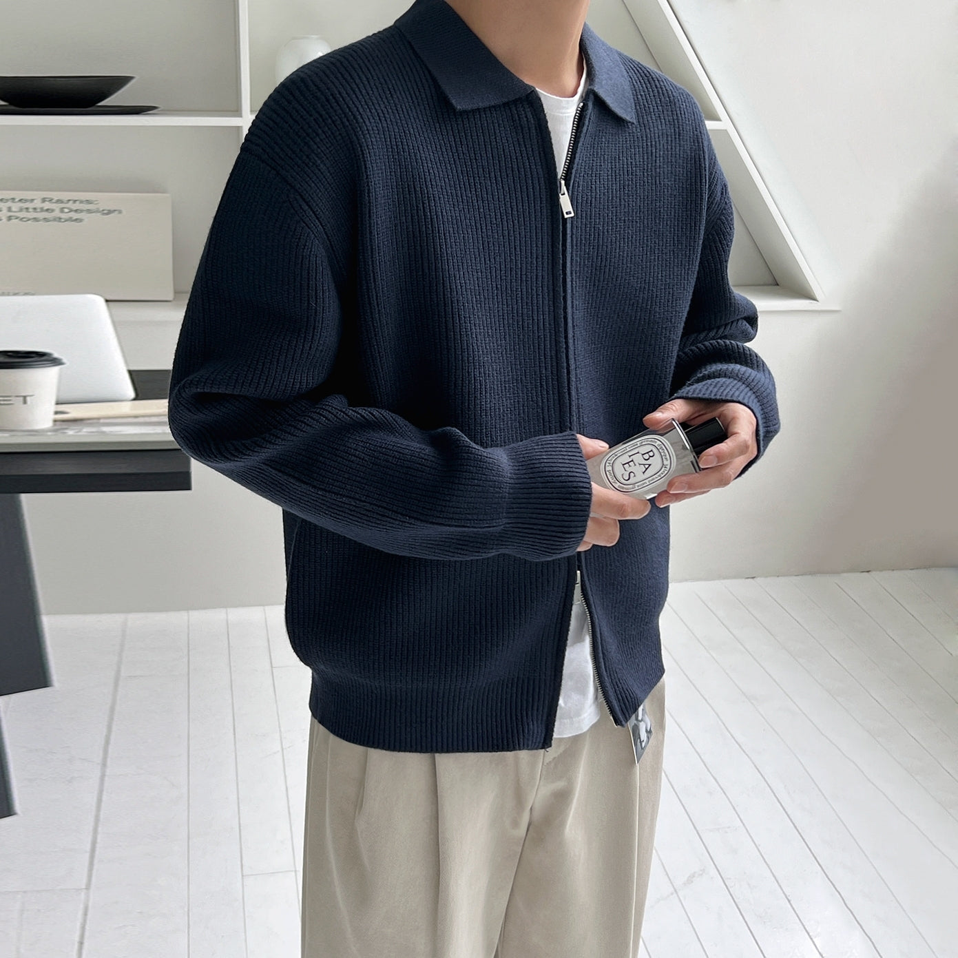Lapel Knit Cardigan Casual Commute Minimalist Style