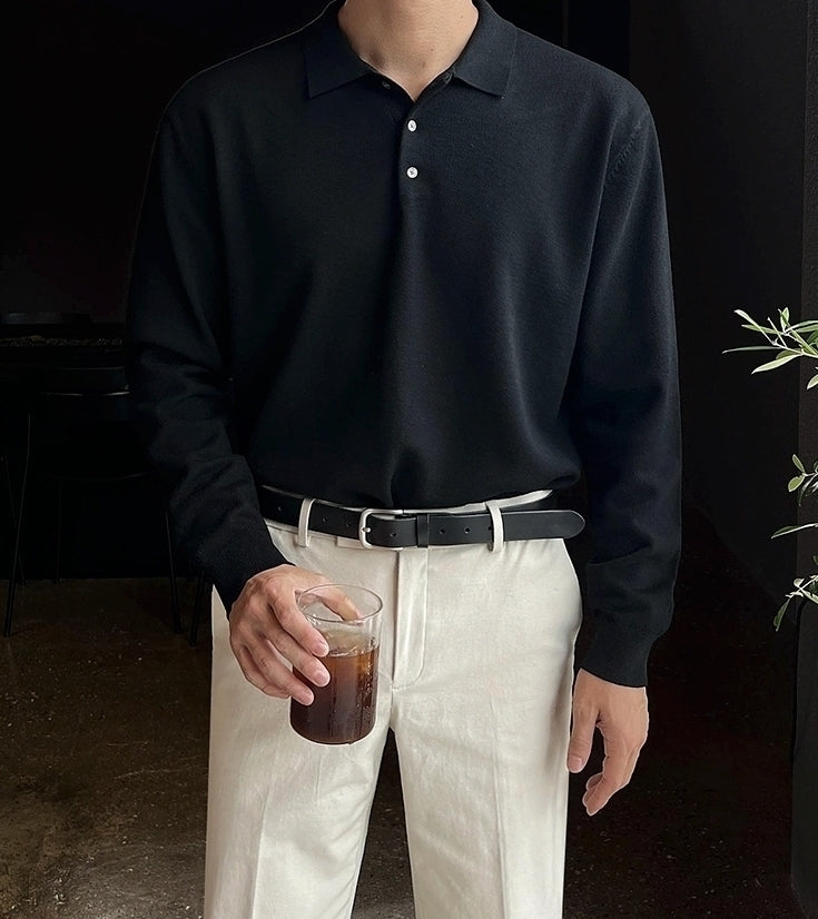 Classic Knit Collared Sweater Casual Relaxed Style